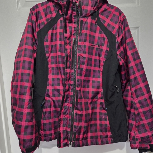 Polar Edge Women Nylon Fleece-lined Pink & Black Plaid Ski Jacket Size Medium - Picture 5 of 16
